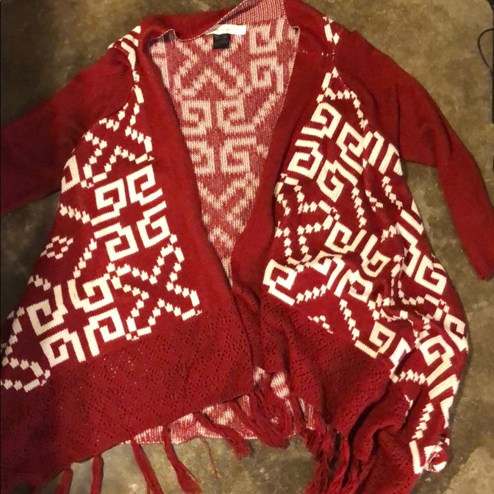 Red fringe cardigan